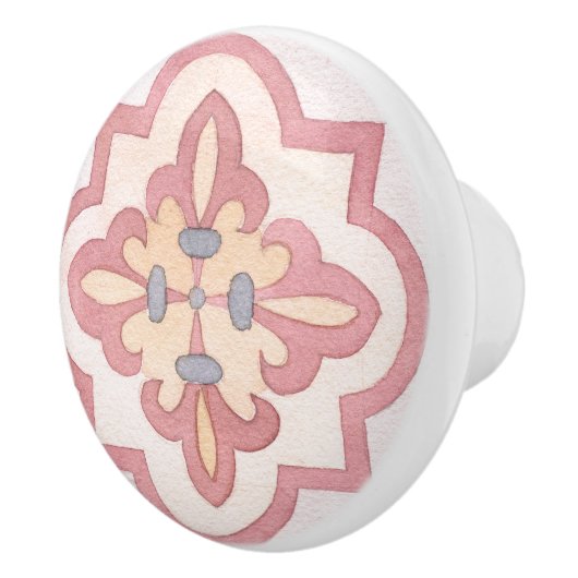 Kleurrijke waterverf Retrobloemen voor keukenroze Keramische Knop (Rechts)