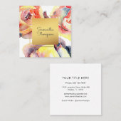 Kleurrijke Waterverf Rozen en Gold Modern Vierkante Visitekaartje (Voorkant / Achterkant)