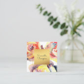 Kleurrijke Waterverf Rozen en Gold Modern Vierkante Visitekaartje (Staand voorkant)