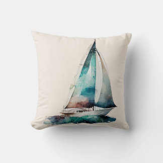 Kleurrijke Waterverf Sailboat Sierkussen