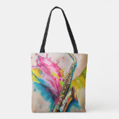 Kleurrijke Waterverf Saxofoon Splash Custom Tote Bag (Achterkant)