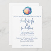 Kleurrijke Waterverf Scallop Seashell Wedding Kaart (Voorkant / Achterkant)