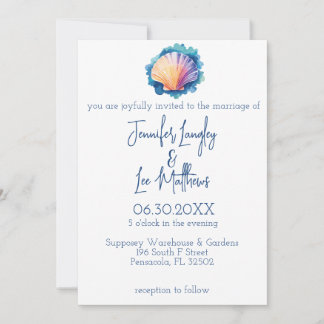 Kleurrijke Waterverf Scallop Seashell Wedding Kaart