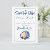 Kleurrijke Waterverf Scallop Sla de datum op Kaart (Staand voorkant)