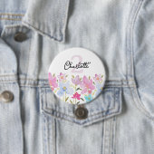 Kleurrijke Waterverf Schattigee Wildflowers Monogr Ronde Button 7,6 Cm (In situ)