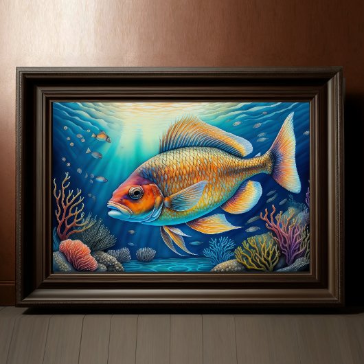 Kleurrijke Waterverf Schilderen van Reef Fish 3:2 Poster