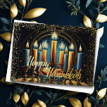 Kleurrijke Waterverf schilderij Chanoeka Menorah Folie Feestdagenkaart<br><div class="desc">Kleurrijke Waterverf schilderij Chanoeka Menorah</div>