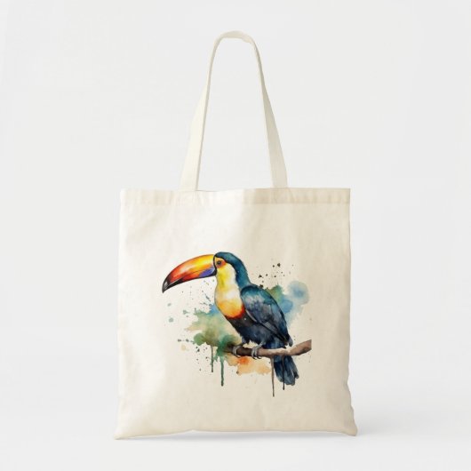 Kleurrijke waterverf schilderij van een exotische  tote bag (Voorkant)