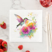 Kleurrijke waterverf schilderij van een kolibrie servet (Insitu)
