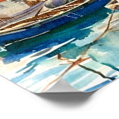 Kleurrijke Waterverf Sicilië Harbour Travel Poster (Hoek)