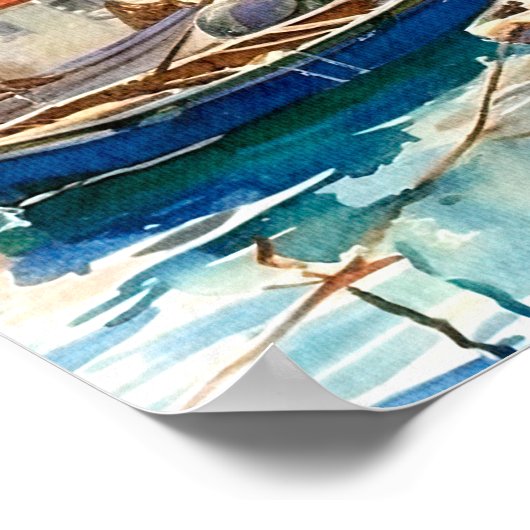 Kleurrijke Waterverf Sicilië Harbour Travel Poster (Hoek)