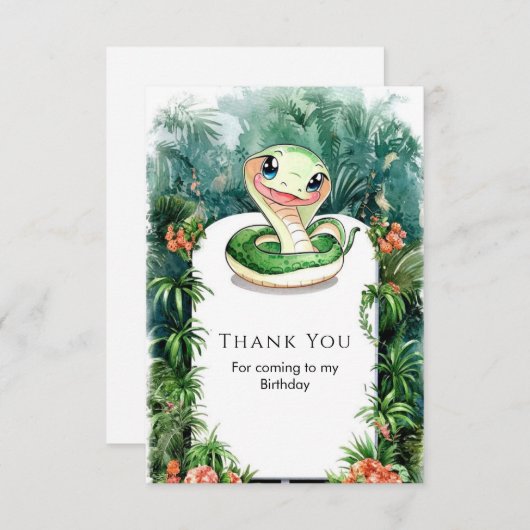 Kleurrijke Waterverf Snake Verjaardag Bedankkaart (Voorkant / Achterkant)