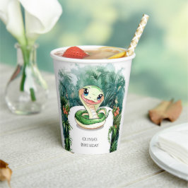 Kleurrijke Waterverf Snake Verjaardag Papieren Bekers