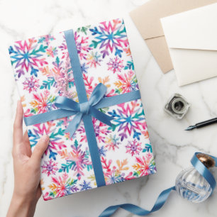 Kleurrijke waterverf sneeuwvlokken Vakantie Fantas Cadeaupapier