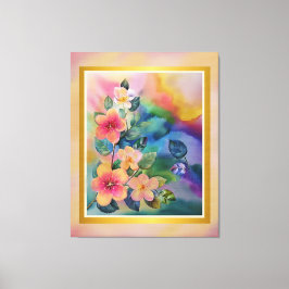 Kleurrijke Waterverf Spring Branch met Flowers Canvas Afdruk