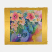Kleurrijke Waterverf Spring Branch met Flowers Fleece Deken (Voorkant (Horizontaal))
