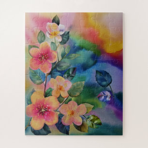 Kleurrijke Waterverf Spring Branch met Flowers Legpuzzel