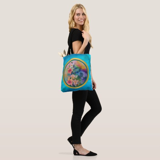 Kleurrijke Waterverf Spring Branch met Flowers Tote Bag (Op model)