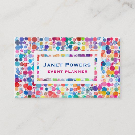 Kleurrijke waterverf stippen aangepaste visitekaar visitekaartje (Voorkant)