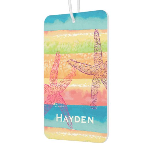 Kleurrijke Waterverf Strepen Zeester Gepersonalise Luchtverfrisser (Links)