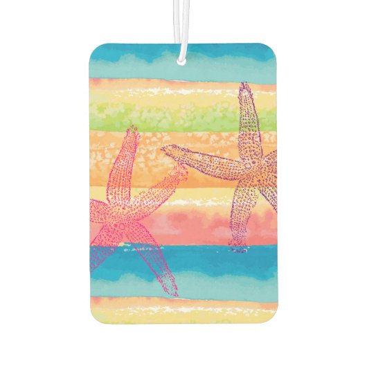 Kleurrijke Waterverf Strepen Zeester Gepersonalise Luchtverfrisser (Achterkant)