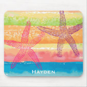 Kleurrijke Waterverf Strepen Zeester Gepersonalise Muismat (Voorkant)