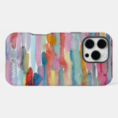 Kleurrijke Waterverf Stripe Brush Strokes iPhone Hoesje (Achterkant horizontaal)