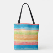 Kleurrijke Waterverf Stripes en Starfish Tote Bag (Achterkant)