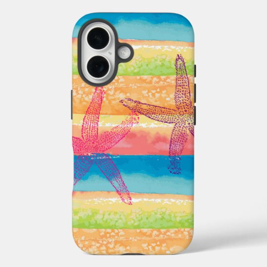 Kleurrijke Waterverf Stripes Zeester Case-Mate iPhone Case (Achterkant)
