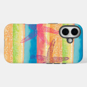 Kleurrijke Waterverf Stripes Zeester Case-Mate iPhone Case (Achterkant (horizontaal))