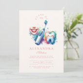 Kleurrijke Waterverf tandarts Afstuderen Kaart (Staand voorkant)