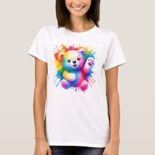 Kleurrijke Waterverf teddybeer Schattigee zomer T- T-shirt