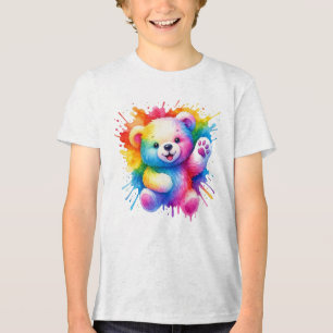 Kleurrijke Waterverf teddybeer Schattigee zomer T- Tri-Blend Shirt