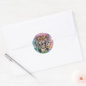 Kleurrijke Waterverf Tijger Sticker (Envelop)