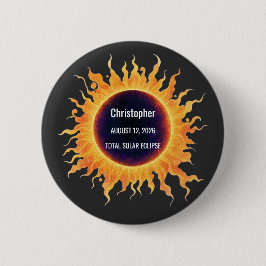Kleurrijke waterverf Totale zonsverduistering 2026 Ronde Button 5,7 Cm