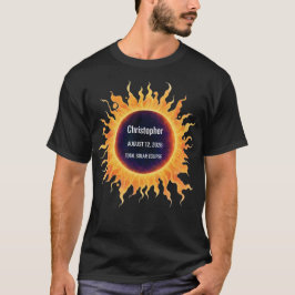 Kleurrijke Waterverf Totale Zonsverduistering 2026 T-shirt