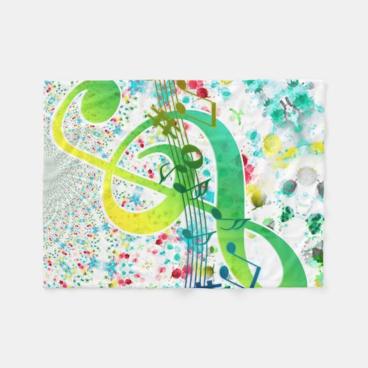 Kleurrijke Waterverf Treble Clef Fleece Deken (Voorkant (Horizontaal))