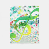 Kleurrijke Waterverf Treble Clef Fleece Deken (Voorkant)