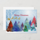 , kleurrijke Waterverf Trees kerstmis Feestdagenkaart (Voorkant / Achterkant)