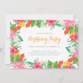 Kleurrijke Waterverf Tropical Summer Birthday Part Kaart (Voorkant)