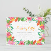 Kleurrijke Waterverf Tropical Summer Birthday Part Kaart (Staand voorkant)