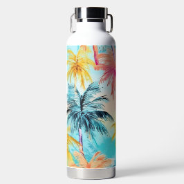 KLEURRIJKE WATERVERF TROPISCHE PALMBOMEN WATERFLES