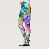 Kleurrijke Waterverf Tuin Leggings (Links)