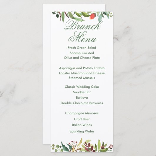 Kleurrijke Waterverf Tuin Rand Menu Kaart (Voorkant / Achterkant)