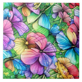 Kleurrijke Waterverf Tuin Tegeltje