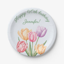 Kleurrijke Waterverf Tulp Bloemen Gelukkig Verjaar