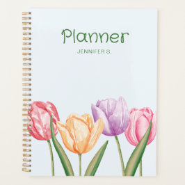 Kleurrijke Waterverf Tulp Bloemen Met Aangepaste T Planner