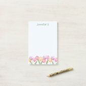 Kleurrijke Waterverf Tulp Bloemen Met Aangepaste T Post-it® Notes (Op bureau)
