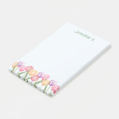 Kleurrijke Waterverf Tulp Bloemen Met Aangepaste T Post-it® Notes (Schuin)