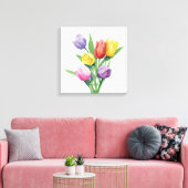 Kleurrijke Waterverf Tulpen Canvas Afdruk (Insitu (Woonkamer))